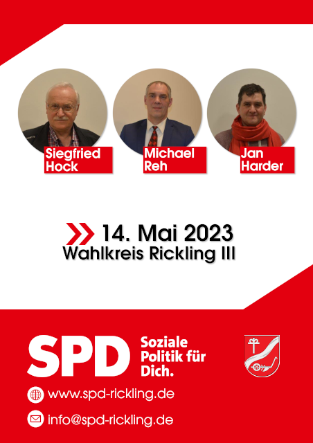 Wahlplakat der SPD Rickling für den Wahlkreis 3